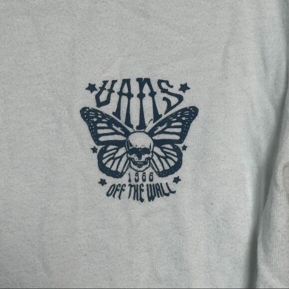 Vans Skull Butterfly Long Sleeve Tee Small White Graphic Skate Shirt Guatemala - Picture 2 of 5